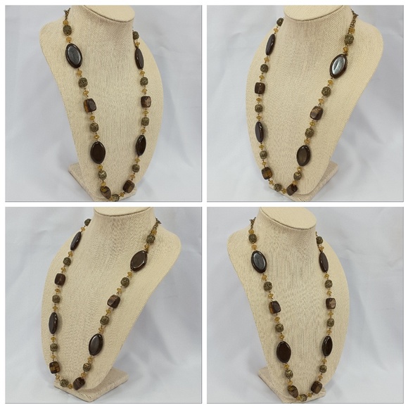 Goldtone Multi Dimensional Beaded Long Strand Neck - Picture 4 of 8